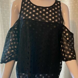 Chic Black Lace Cold Shoulder Blouse